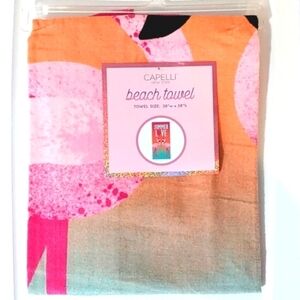 CAPELLI NEW YORK BEACH TOWEL - Pink Flamingo Summer Love - SIZE 28" X 58" NWT